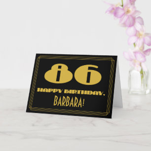 Tarjeta 86º cumpleaños: Nombre + Art Deco Inspirado Aspect