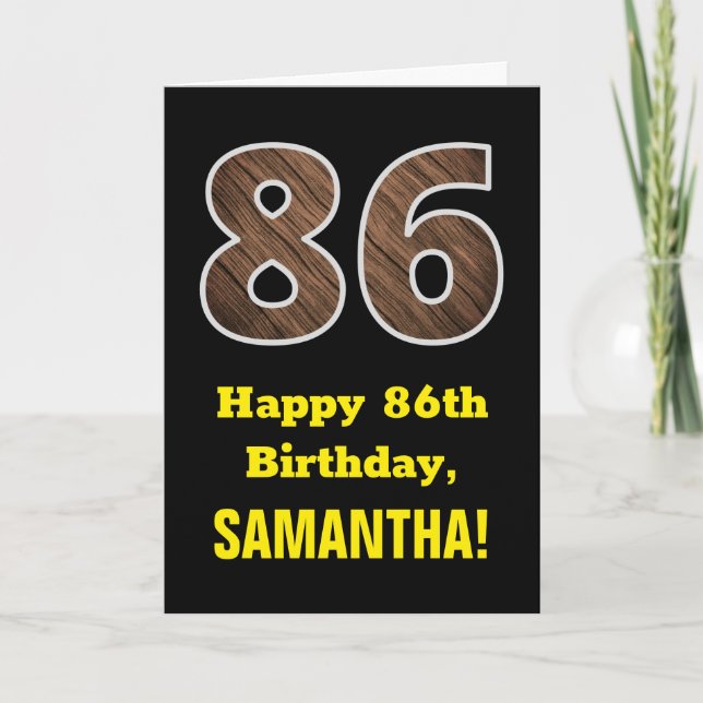 Tarjeta 86º cumpleaños: Nombre, Patrón de grano de madera  (Anverso)