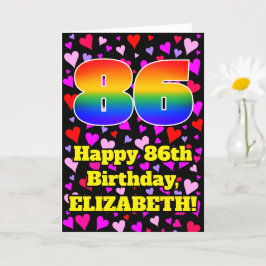 Tarjeta 86º cumpleaños: Patrón de corazones amorosos, arco