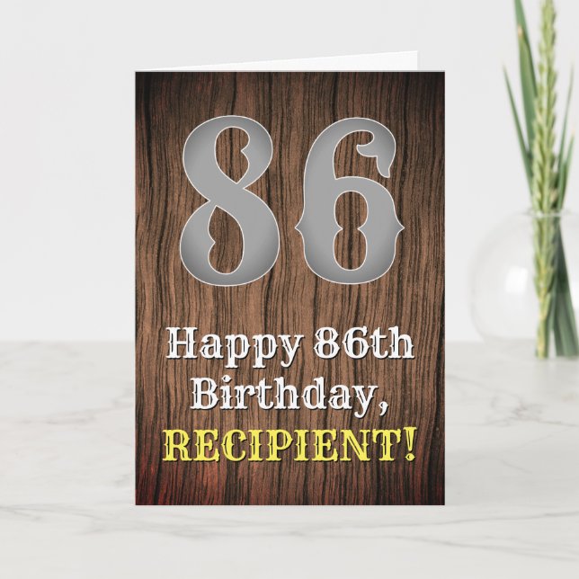 Tarjeta 86.º cumpleaños: Country Western Inspired Look, No (Anverso)