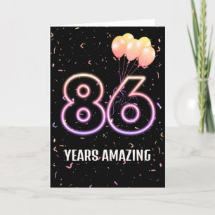 Tarjeta 86.º natalicio Globos y Confetti