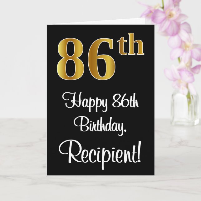 Tarjeta 86 cumpleaños ~ Elegante lujoso Faux Gold Look # (Orquídea)