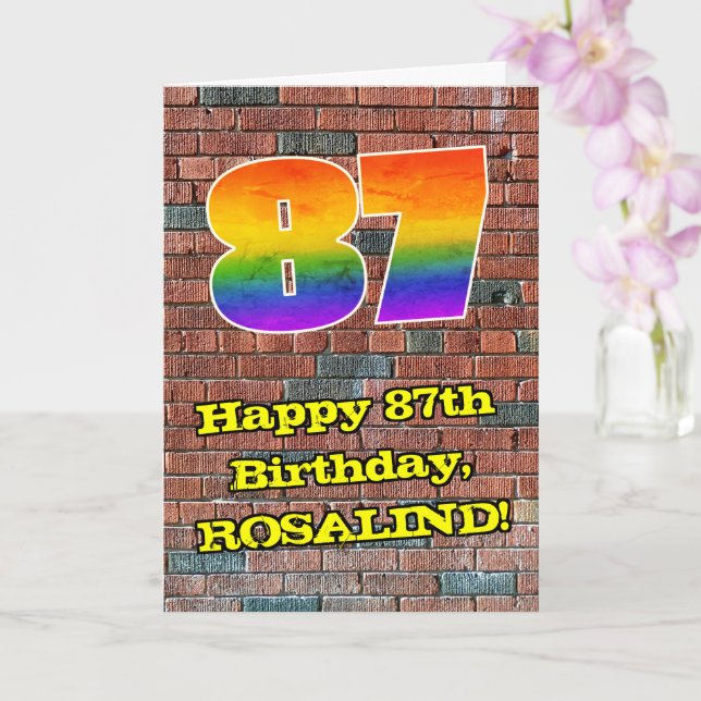 Tarjeta 87º cumpleaños: Arcoiris de inspiración divertida  (Orquídea)