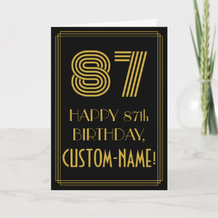 Tarjeta 87º cumpleaños: Aspecto inspirado en el Art Deco "
