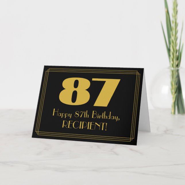 Tarjeta 87º cumpleaños: Aspecto inspirado en el Art Deco " (Anverso)