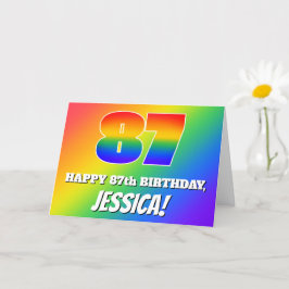 Tarjeta 87º cumpleaños: Patrón arcoiris multicolor # 87