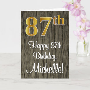 Tarjeta 87 Aniversario: Elegante Faux Gold Look #, Faux Wo