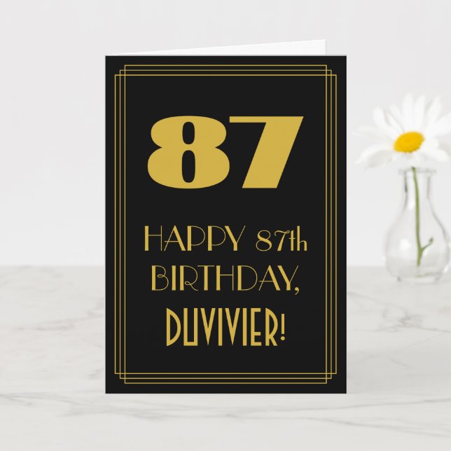 Tarjeta 87 cumpleaños - Aspecto inspirado en el Art Deco " (Planta pequeña)