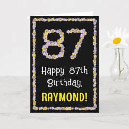 Tarjeta 87 cumpleaños: Flores florales número, nombre pers