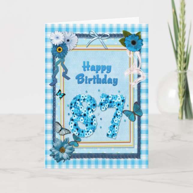 Tarjeta 87.o Cumpleaños con un efecto del libro de (Anverso)