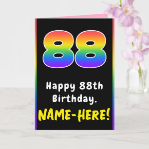 Tarjeta 88º cumpleaños: arcoiris colorido # 88, nombre per