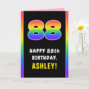 Tarjeta 88º cumpleaños: arcoiris colorido # 88, nombre per
