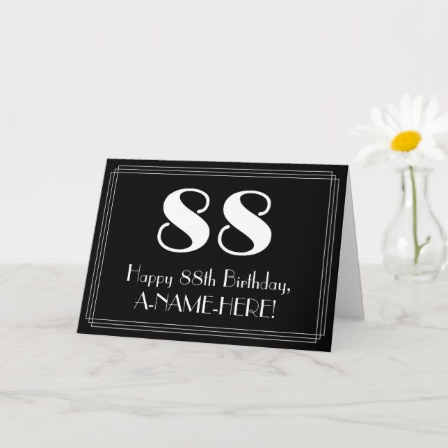 Tarjeta 88º cumpleaños ~ Art Deco Inspirado Aspecto "88",  (Planta pequeña)