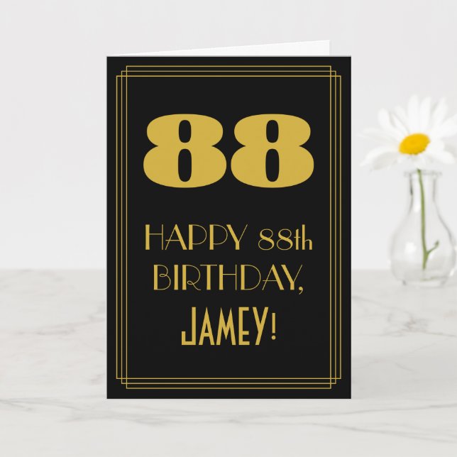 Tarjeta 88º cumpleaños ~ Art Deco Inspirado Aspecto "88" y (Planta pequeña)