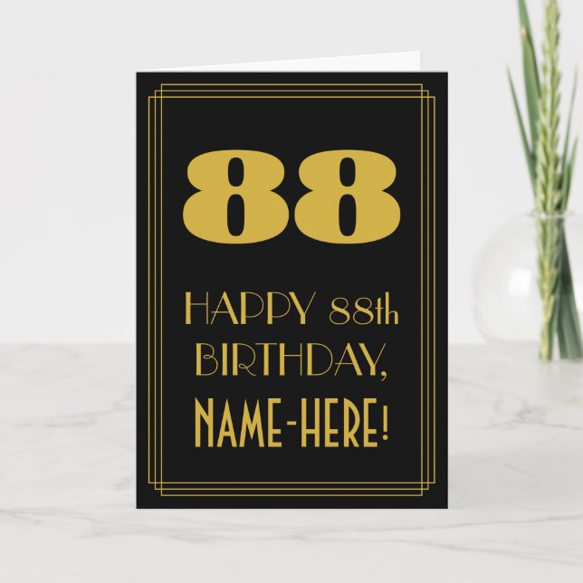 Tarjeta 88º cumpleaños - Aspecto inspirado en el Art Deco  (Anverso)
