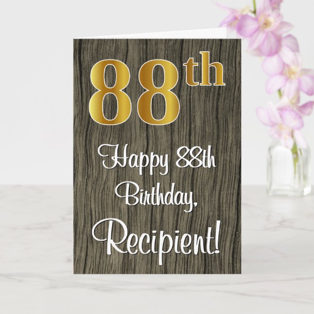 Tarjeta 88º cumpleaños: Elegante Faux Gold Look #, Faux Wo (Orquídea)