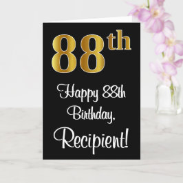 Tarjeta 88º cumpleaños ~ Elegante lujoso Faux Gold Look #