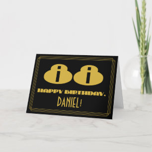 Tarjeta 88º cumpleaños: Nombre + Art Deco Inspirado Aspect