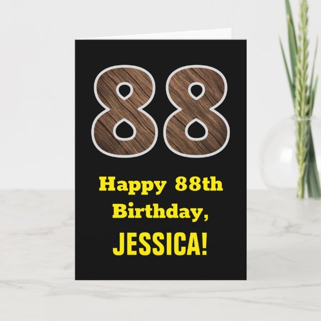 Tarjeta 88º cumpleaños: Nombre, Patrón de grano de madera  (Anverso)