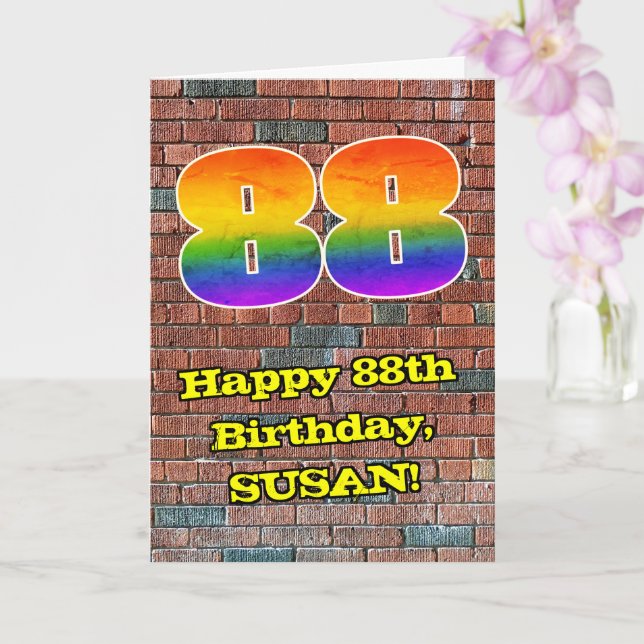 Tarjeta 88.º cumpleaños: Arcoiris 88 inspirado en graffiti (Orquídea)