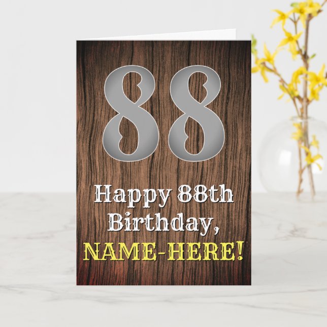 Tarjeta 88.º cumpleaños: Country Western Inspired Look, No (flor amarilla)