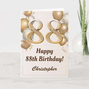 Tarjeta 88.º cumpleaños Globos de oro y cumpleaños de Conf