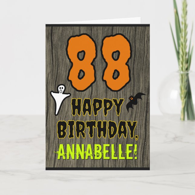 Tarjeta 88.º cumpleaños: Temática de Halloween espeluznant (Anverso)