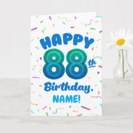 Tarjeta 88th Balloon Number Custom Name Birthday Card