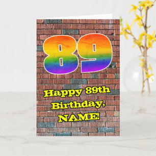 Tarjeta 89º cumpleaños: Arcoiris 89 inspirado en graffitis