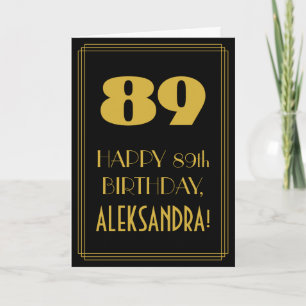 Tarjeta 89º cumpleaños ~ Art Deco Inspirado Aspecto "89" y