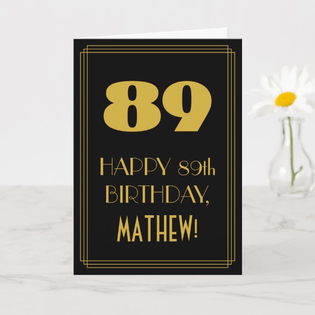 Tarjeta 89º cumpleaños - Aspecto inspirado en el Art Deco  (Planta pequeña)