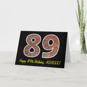Tarjeta 89º cumpleaños - Patrón de pared de ladrillo "89"
