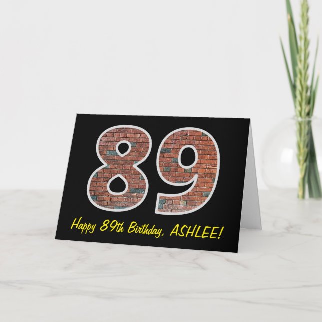 Tarjeta 89º cumpleaños - Patrón de pared de ladrillo "89"  (Anverso)