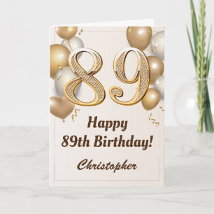 Tarjeta 89.º cumpleaños Globos de oro y cumpleaños de Conf