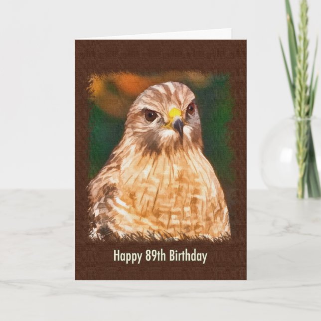 Tarjeta 89.º cumpleaños, Halcón de hombro rojo (Anverso)