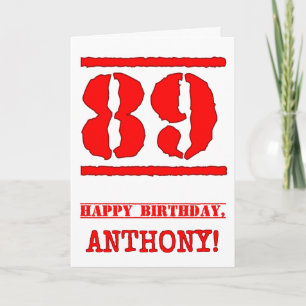 Tarjeta 89° cumpleaños: Diversión, estampado de goma roja