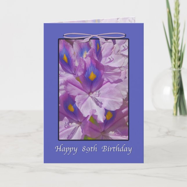 Tarjeta 89.o Cumpleaños, lirios de la lavanda (Anverso)