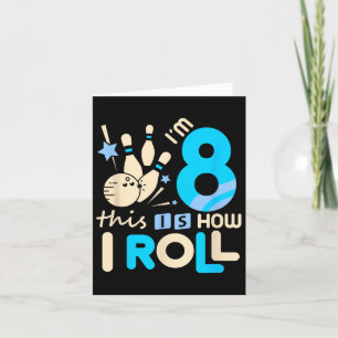 Tarjeta 8.ª camiseta de bolos de cumpleaños, tengo 8 años,