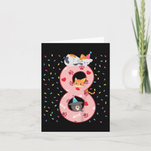 Tarjeta 8.ª Chica de Cumpleaños Cama De Gato De 8 Años