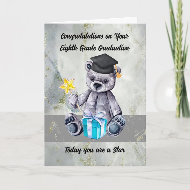 Tarjeta 8.ª Graduación con tapón de oso relleno (Anverso)