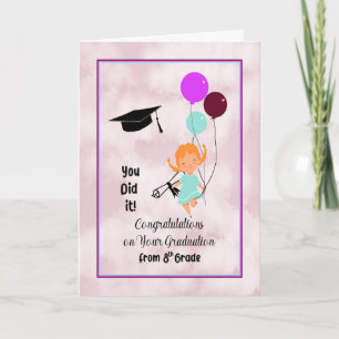 Tarjeta 8.ª Graduación para Niña