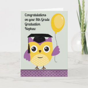 Tarjeta 8.ª graduación para sobrino con lechuza