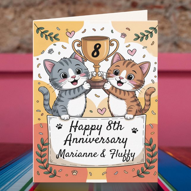 Tarjeta 8.º aniversario Bodas gatos (Subido por el creador)