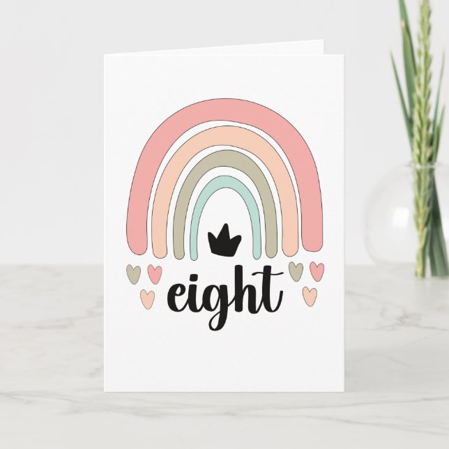 Tarjeta 8.º cumpleaños Boho Fiesta arcoiris niños de 8 año (Anverso)