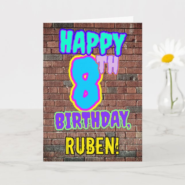 Tarjeta 8.º cumpleaños - Diversión, graffiti urbano inspir (Planta pequeña)
