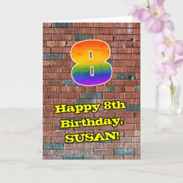 Tarjeta 8.º cumpleaños: El arcoiris 8 inspirado en graffit