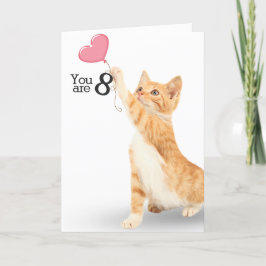 Tarjeta 8.º cumpleaños Tabby Cat