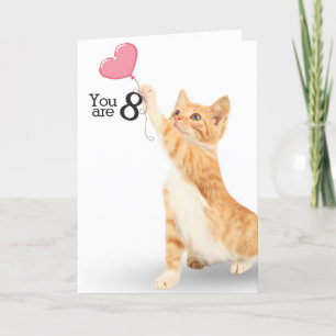 Tarjeta 8.º cumpleaños Tabby Cat