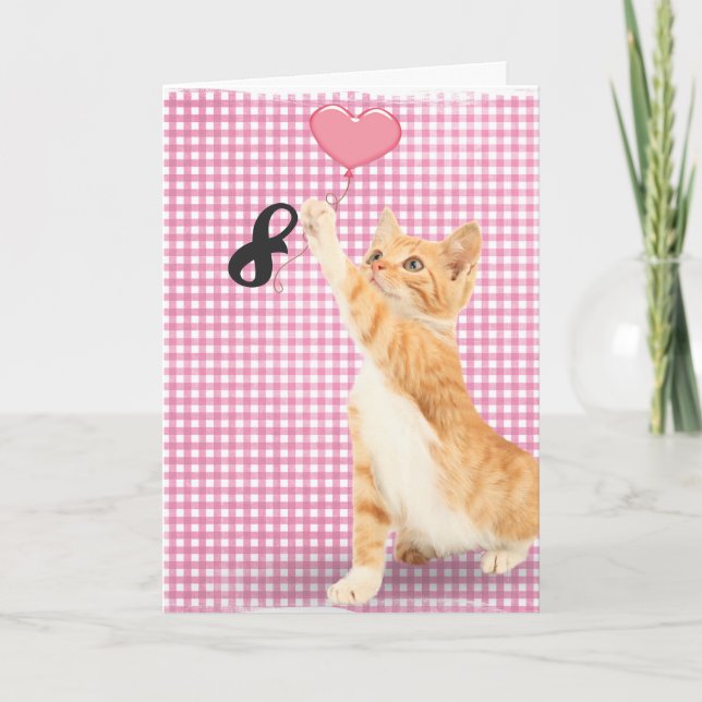 Tarjeta 8.º gato de tabby de cumpleaños (Anverso)