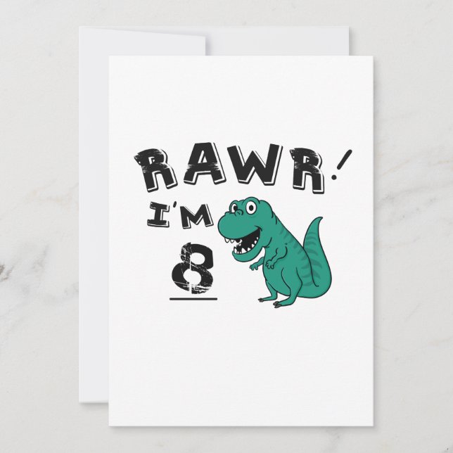 Tarjeta 8.º regalo de dinosaurio de cumpleaños para niños  (Anverso)
